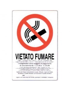 TARGA SEGNALETICA VIETATO FUMARE NORME LEGGE
