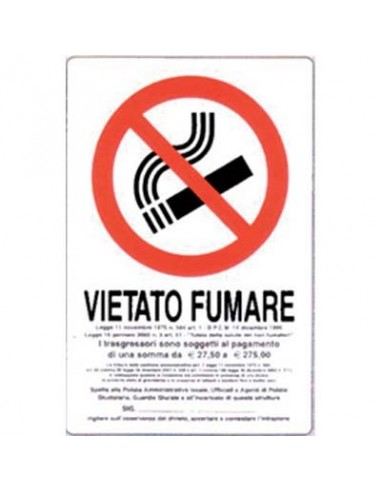 TARGA SEGNALETICA VIETATO FUMARE NORME LEGGE
