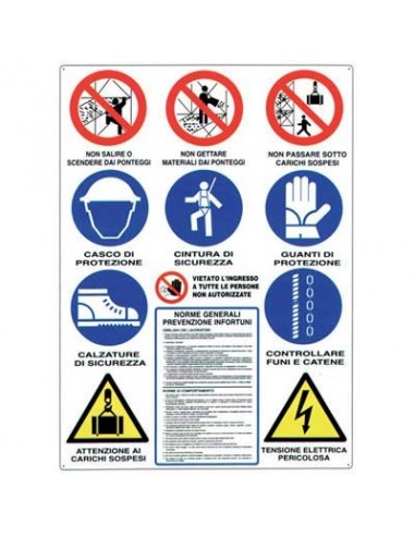 TARGA SEGNALETICA OBBLIGHI E DIVIETI CANTIERE