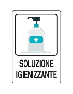 TARGA SEGNALETICA COVID SOLUZIONE IGIENIZZANTE