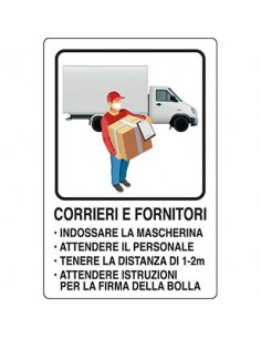 TARGA SEGNALETICA COVID CORRIERI E FORNITORI