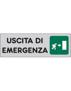 TARGA SEGNALETICA ADESIVA USCITA EMERGENZA DX