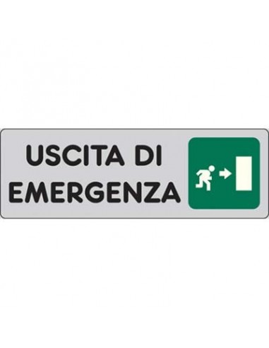 TARGA SEGNALETICA ADESIVA USCITA EMERGENZA DX
