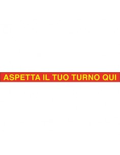 TARGA SEGNALETICA COVID ADESIVA ASPETTA TURNO QUI
