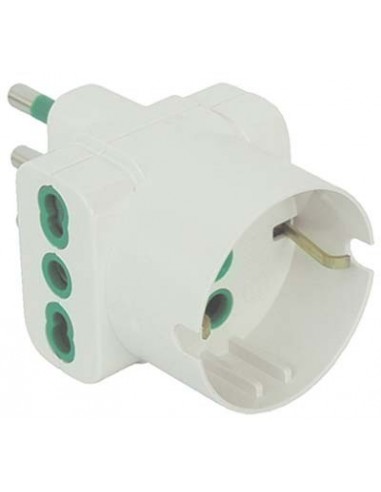 ADATTATORE TRIPLO 16A- 16A BIPASSO +SCHUKO GARANTI