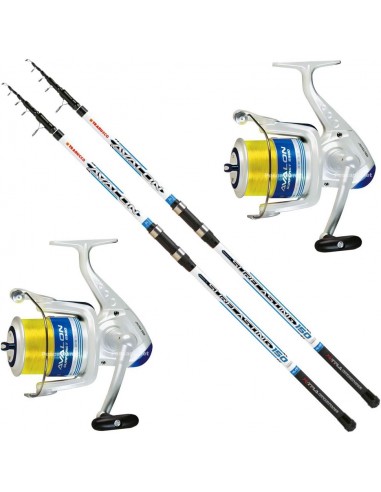 Trabucco Kit SURFCASTING Composto da 2 Canna Avalon 4 m 150 Gr + 2 Mulinello Avalon 6500 con Filo