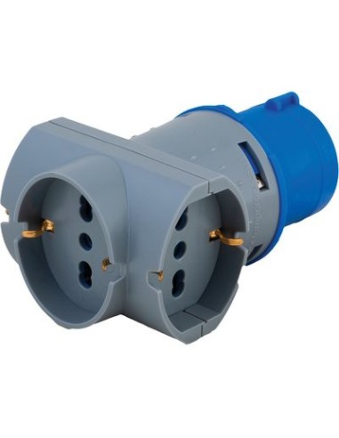 ADATTATORE TRIPLO SPINA BLU-16A+3 SCHUKO 73200 VB