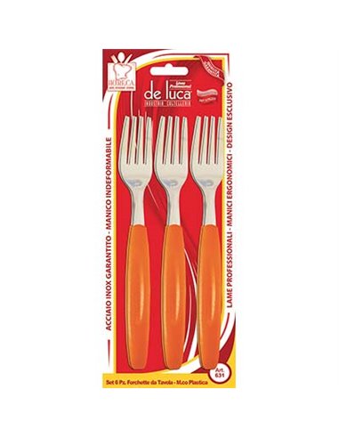 FORCHETTA TAVOLA SUPER DE LUCA MANICO PLT/INOX CFPZ 6 COLORI ASSORTITI