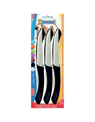 COLTELLO BISTECCA SUPER DE LUCA MANICO PLT/INOX CM 11 CFPZ 6 COLORI ASSORTITI