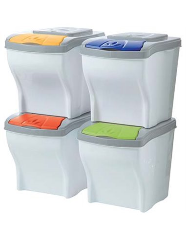 PATTUMIERA IMMONDIZIA POKER SET BAMA COLORI MIX LT 20 CM 40X28 H.CM 31 CFPZ 4