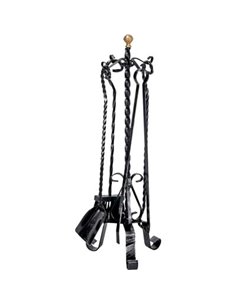 PIANTANA CAMINO KIT TORTIGLIONE FERRO BATTUTO + POMI OTTONE H.CM 70 CFPZ 5