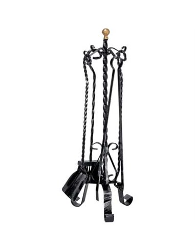 PIANTANA CAMINO KIT TORTIGLIONE FERRO BATTUTO + POMI OTTONE H.CM 70 CFPZ 5