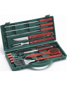 POSATE BARBECUE IN VALIGETTA INOX/LEGNO CFPZ 12 CM 40