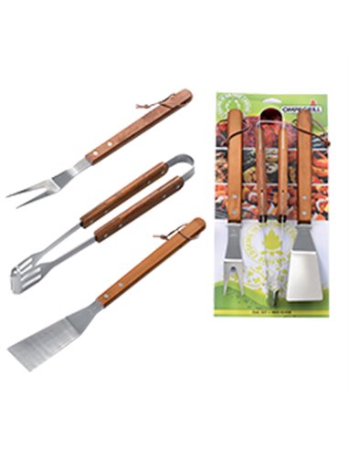POSATE BARBECUE EVO INOX/LEGNO CFPZ 3 CM 40