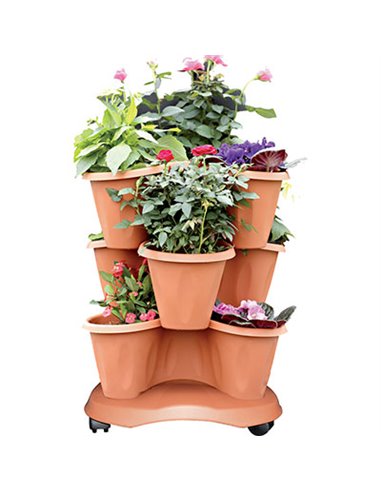 VASO TRIFOGLIO + SOTTOVASO + RUOTE BAMA PP TERRACOTTA D.CM 40 H.CM 51 CFPZ 3