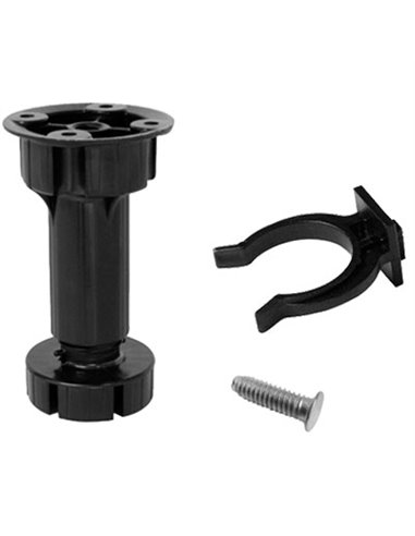 PIEDINO MOBILI REGOLABILE ABS ASTA TONDA D.MM 29 H.CM 12/15 +CLIP +VITE CFPZ 4