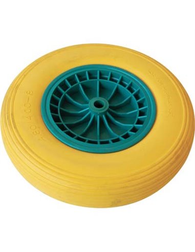 RUOTA PU ANTIFORO CARRIOLA GARDEN BIG-TWO PRI HAND MM 390X90 DISCO PLT MOZZO MM 130 F.MM 21