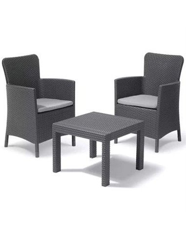 SET RATTAN SALVADOR BALCONY KETER PP GRAPHITE CFPZ 3 + CUSCINI