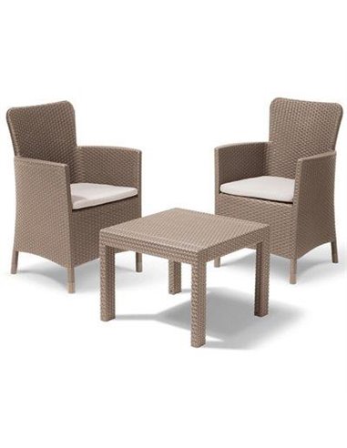 SET RATTAN SALVADOR BALCONY KETER PP CAPPUCCINO CFPZ 3 + CUSCINI