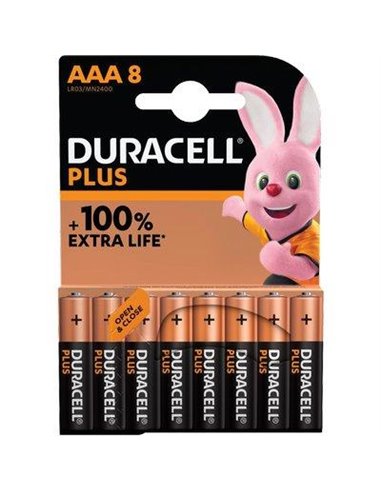 PILA MINI STILO AAA PLUS100 POWER DURACELL ALCALINA VOLT 1,5 CFPZ 8