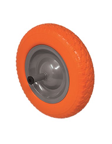 RUOTA PU ANTIFORO X CARRIOLA HAND MM 370X80 DISCO METALLO MOZZO MM 260