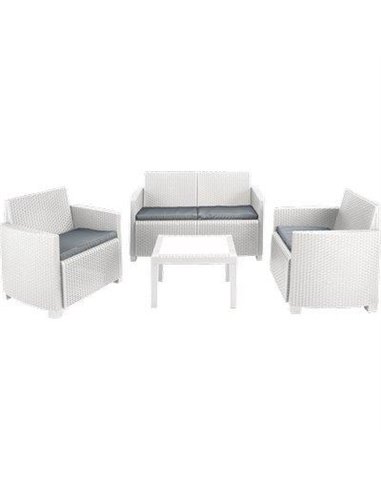 SET RATTAN ARENA PROGARDEN PP BIANCO CFPZ 4 + CUSCINI