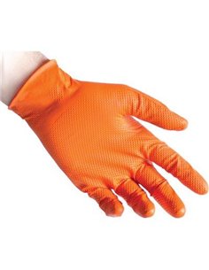 GUANTO NITRILE MONOUSO ARANCIO 3D FULL GRIP GR 8,4 AQL 1,5 SENZA POLVERE CFPZ 50 L