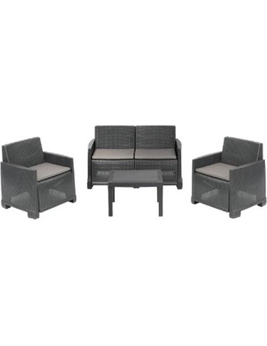 SET RATTAN ISEO PROGARDEN PP ANTRACITE CFPZ 4 + CUSCINI