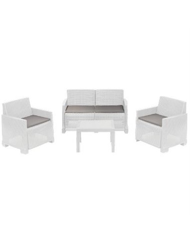 SET RATTAN ISEO PROGARDEN PP BIANCO CFPZ 4 + CUSCINI