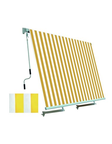 TENDA DA SOLE CON SISTEMA A CADUTA BIANCO/GIALLO