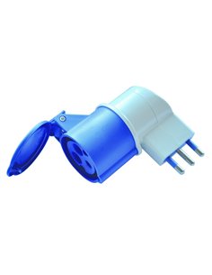 ADATTATORE INDUSTRIALE CEE SPINA E PRESA A 90° IP20 16A