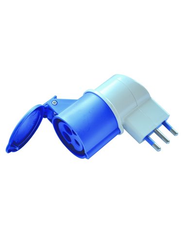ADATTATORE INDUSTRIALE CEE SPINA E PRESA A 90° IP20 16A