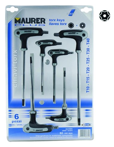 SERIE CHIAVI MASCHIO TORX CON FORO 6 PEEZZI