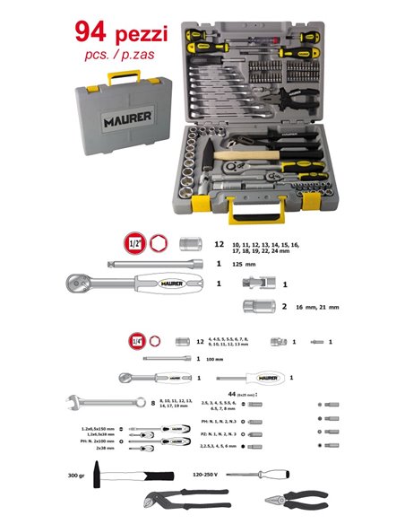 CASSETTA CHIAVI A BUSSOLA E BITS 1/4' - 1/2'