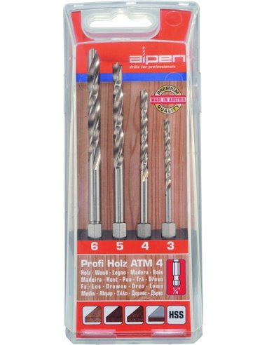 ASSORTIMENTO 4 PEZZI PUNTE PER LEGNO