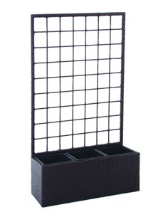 FIORIERA IN POLYRATTAN CON PANNELLO MARRONE